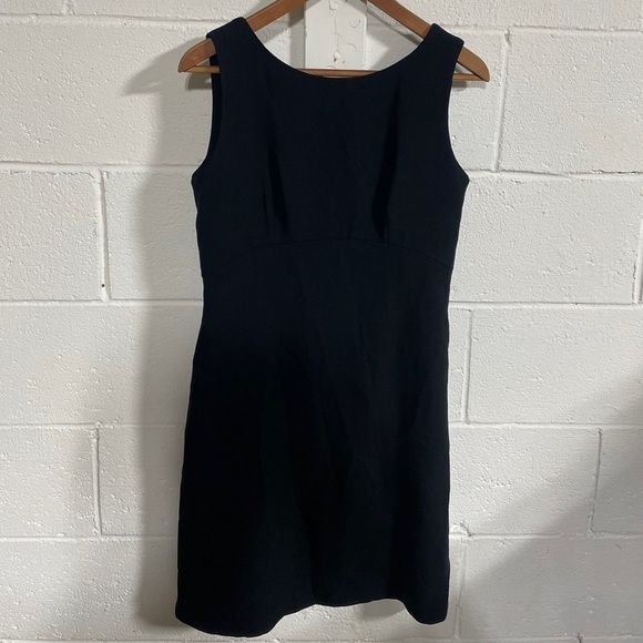 Jones New York Black A-Line Back Button Half Zip Pleated Detailing Dress Sz 6 - Picture 1 of 4